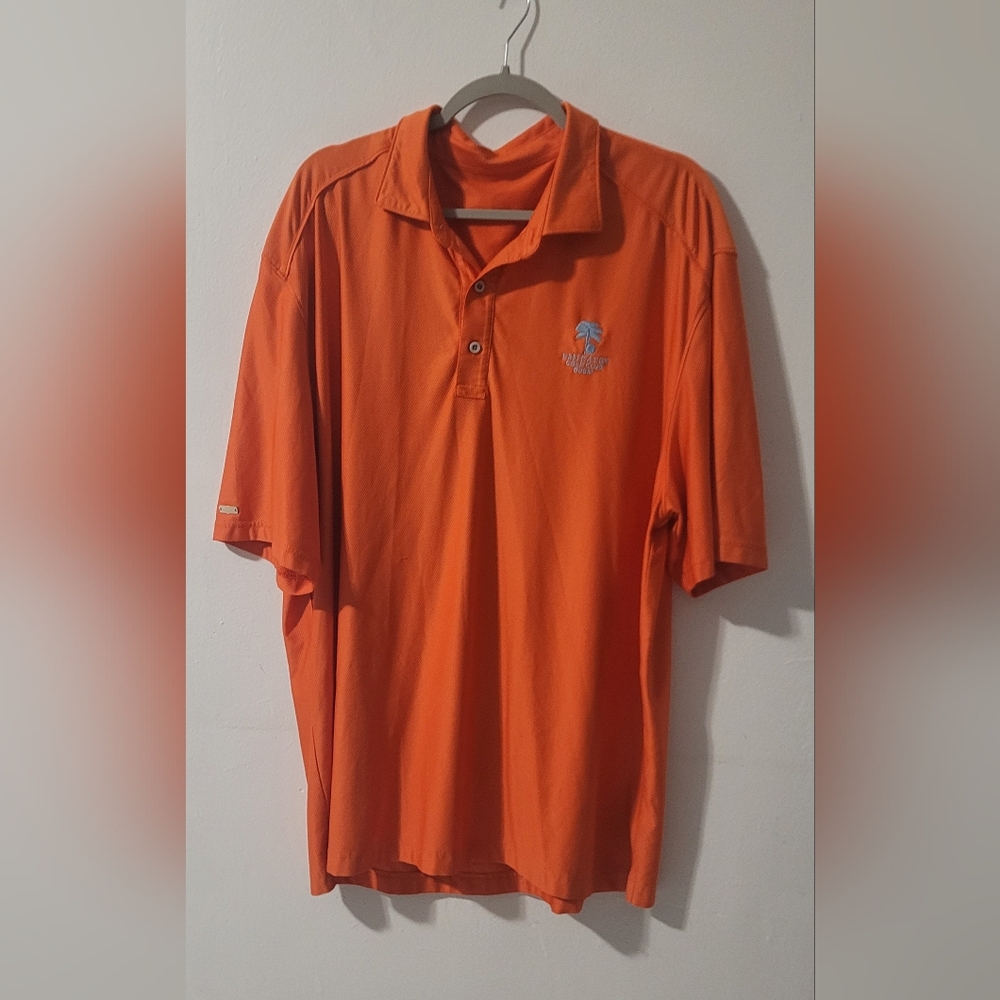 Greg Norman Shark Logo Golf Polo Shirt Orange Short Sleeve Performance Men’s XL